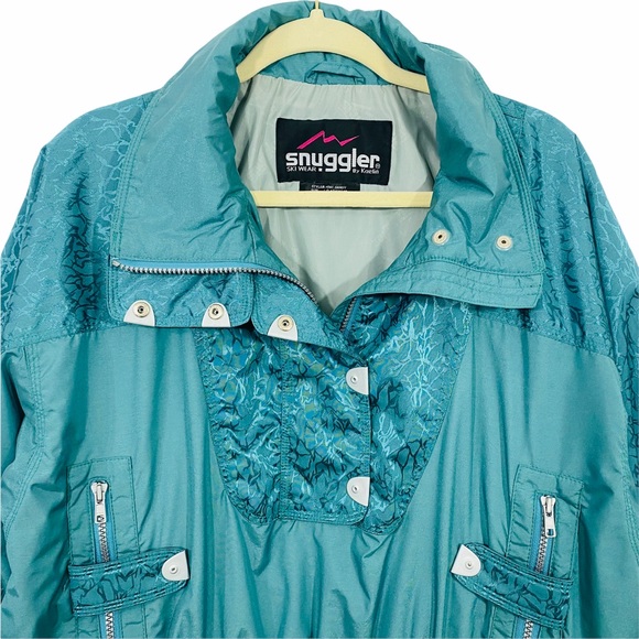 Vintage '80s Kaelin Ski Snuggler in Teal Green with Pockets/Draw Cords/Snaps - Picture 2 of 10